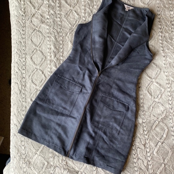 Blue Faux suede zip front dress by BB Dakota - Picture 6 of 8